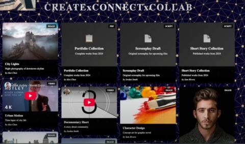 Creator Bridge portfolio hub showing artist profiles and collections